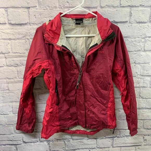 Marmot‎ Red Hooded Windbreaker Zip Up Jacket Size Small - Picture 1 of 9